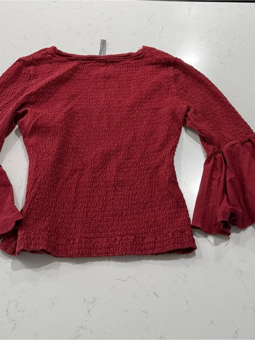 Anthropologie Everyday Bell-Sleeve Top in Deep Red , Size XS